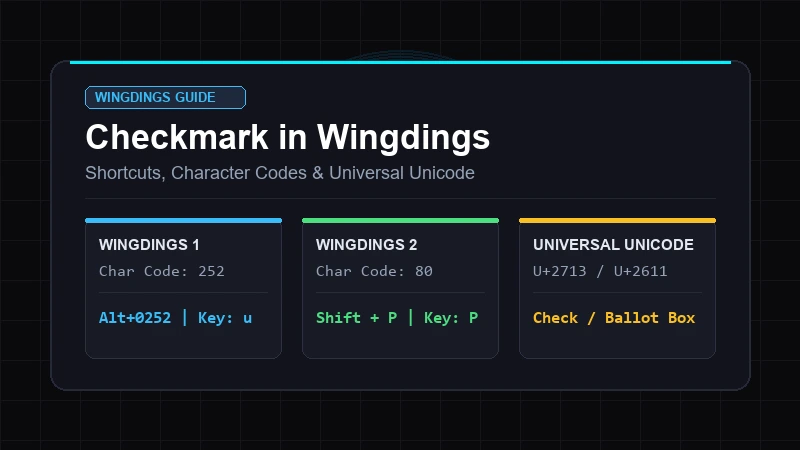 Checkmark in Wingdings: Shortcuts, Character Codes & Copy-Paste